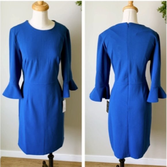 Donna Morgan Dresses & Skirts - Donna Morgan Blue Ruffle Cuff Sheath Dress 14